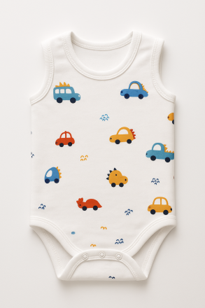 Body Uso Baby 0-3-6-9-12 luni cu bretele și model de mașină A10