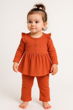 Set rochie cu volane Cocomell pentru bebeluși 9-12-18-24 luni A32