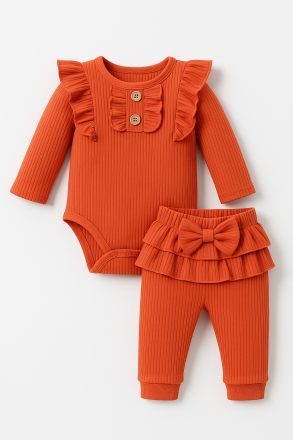 Costum Cocomell cu volane 6-9-12-18-24 luni A32