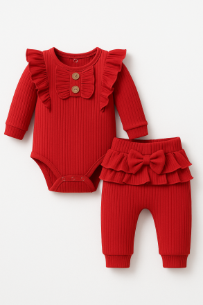 Costum Cocomell cu volane 6-9-12-18-24 luni A32