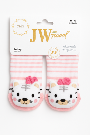 Șosete de jucărie din bumbac Jw Baby 0-6 luni, ursuleț de pluș, roz A11