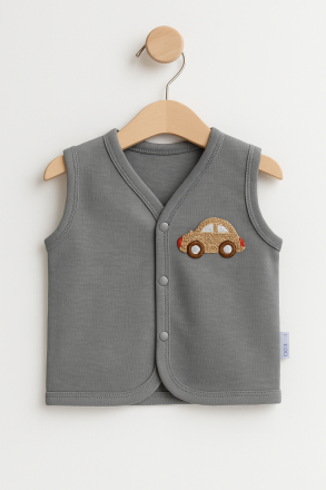 Vestă USO din bumbac pieptănat, cu broderie cu mașini, 3-6-9-12-18 luni A25