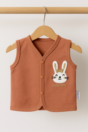 Vestă de bumbac USO 6-9-12 luni cu broderie de iepure A25