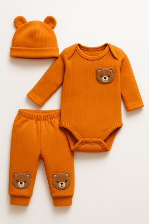 Set body Minibird Ursuleț 0-3-6-9 Luni, 3 piese