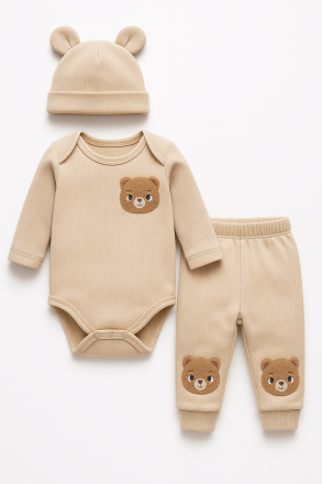Set body Minibird Ursuleț 0-3-6-9 Luni, 3 piese