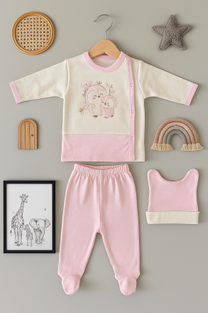 Babycan Set body nou-născut 0-3 luni 3 piese cu model pinguin