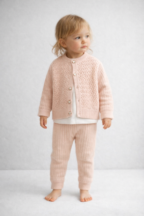 Set trei piese din tricot cu nervuri Bigimay 9-18 luni A34