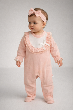 BYMURAT Salopetă 3–12 luni cu guler din dantelă A25