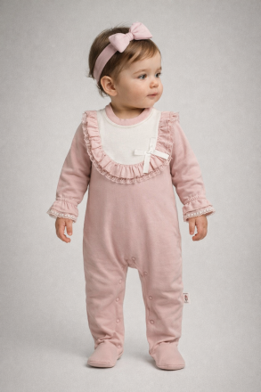 BYMURAT Salopetă 3–12 luni cu guler din dantelă A25