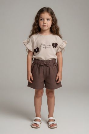 DECO Set fete 2–5 ani cu imprimeu și broderie fluture A28