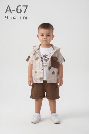 JUNIOR CLASS Set 3 piese 9–24 luni cămașă palmieri