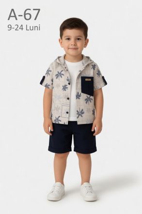 JUNIOR CLASS Set 3 piese 9–24 luni cămașă palmieri