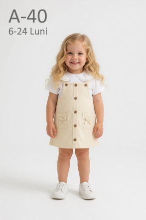 DONINO Set fete 6–24 luni cu salopetă și nasturi