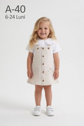 DONINO Set fete 6–24 luni cu salopetă și nasturi