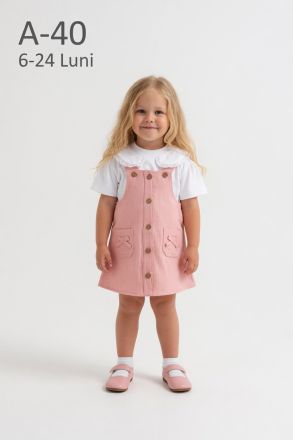 DONINO Set fete 6–24 luni cu salopetă și nasturi