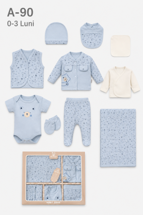 BABY ZUHU Set bebe 0–3 luni 10 piese „Panda”