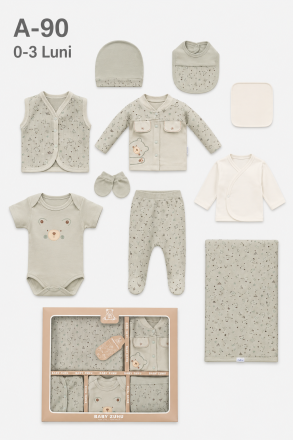 BABY ZUHU Set bebe 0–3 luni 10 piese „Panda”