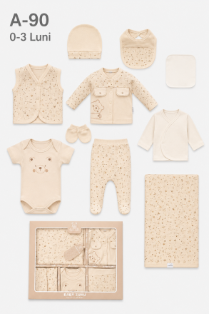 BABY ZUHU Set bebe 0–3 luni 10 piese „Panda”