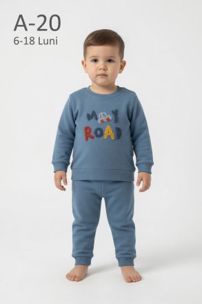 ELBEBEK Set bebeluși 6–18 luni cu mașinuță și broderie „My Road”