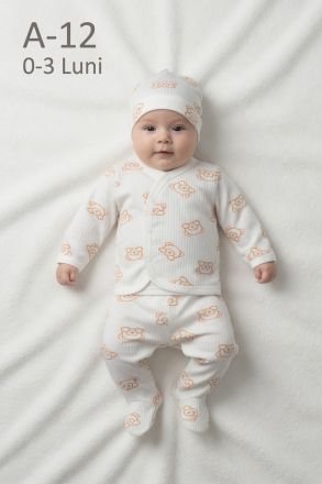 ÖZLEV Set zıbın bebe 0–3 luni cu imprimeu cățeluș simpatic