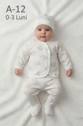 ÖZLEV Set zıbın bebe 0–3 luni cu imprimeu cățeluș simpatic