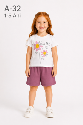 CLOWNKIDS Set copii 1–5 ani 2 piese cu imprimeu floral