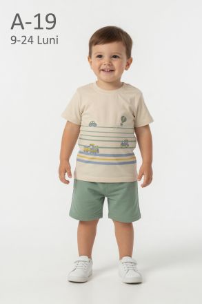 PAFFUTOKIDS Set bebeluși 9–24 luni cu imprimeu trenuleț