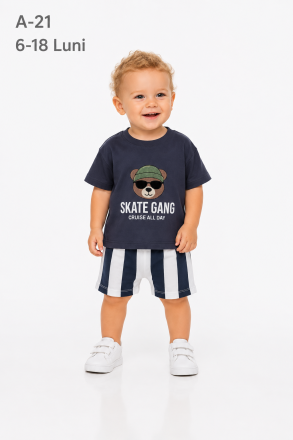 ÇITIR Set bebeluși 6–18 luni cu ursuleț și detalii „Skate”