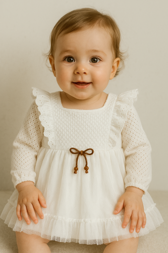 Rochie de fetiță cu dantelă Miniborn 3-6-9-12-18 Luni A58