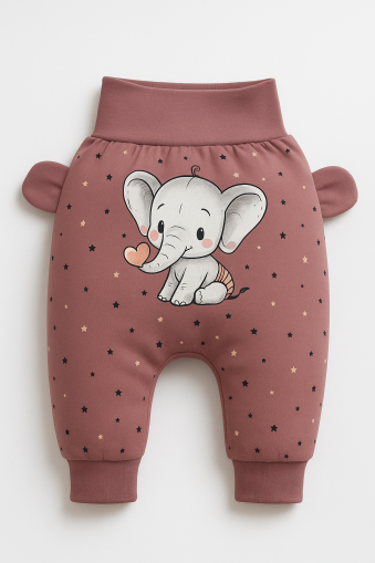 0-3-6-9-12 luni Pantaloni pentru bebeluși din bumbac pieptănat cu imprimeu elefant A15