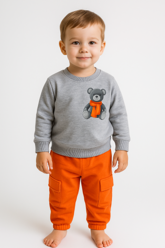 Costum de copii Chocukcha din bumbac cu imprimeu de ursuleți pentru 3-4-5-6 ani A52