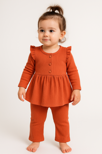 Set rochie cu volane Cocomell pentru bebeluși 9-12-18-24 luni A32