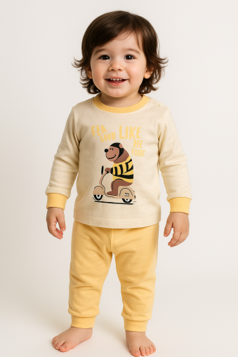 Set bebeluși Memoza 2-3-4 ani, model Feel Good, din bumbac pieptănat, imprimat A28