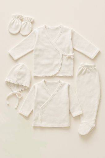 Set de lenjerie intimă cu 5 piese, 0-3 luni, culoare: crem A40