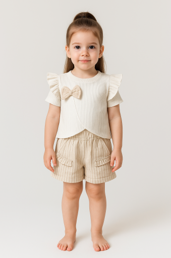 Tanış Baby Set de vară pentru fete 2-3-4-5 ani Maro A42