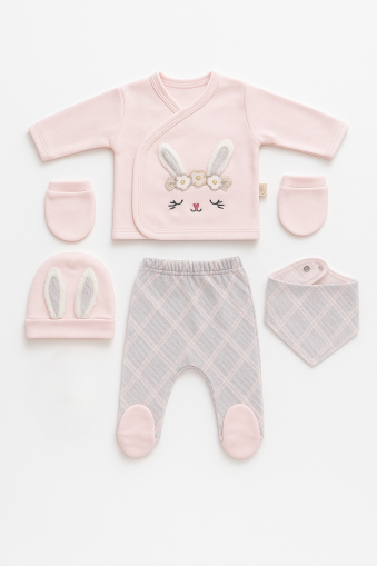 Set body din bumbac Babyim 0-3 luni Iepure A39