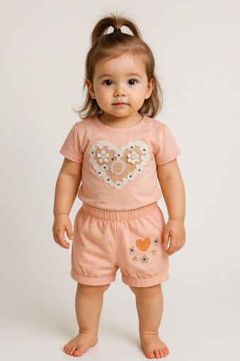 Set Öyküm Kids cu model de inimă pentru bebeluși, fetițe, 9-24 luni A32