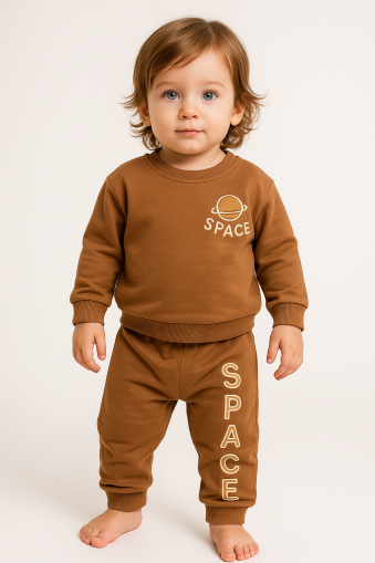Set bebeluși Babycoy din bumbac pieptănat cu imprimeu spațial, 9-12-18-24 luni A45