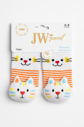 Șosetă de jucărie din bumbac Jw Baby 0-6 luni, tip pisică A11