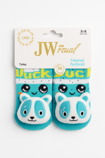Șosetă de jucărie din bumbac Jw Baby 0-6 luni, ursuleț albastru A11