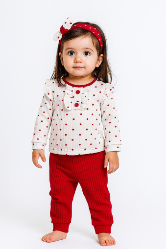 Pijamale pentru bebeluși cu imprimeu de inimă, model Dolaş Kids 6-9-12-18 luni A44