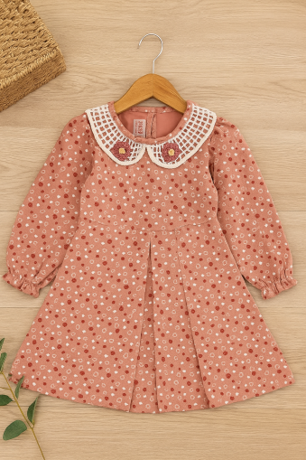 Rochie Deco Fetiță 2-3-4-5-6 Ani cu Detaliu Guler A43