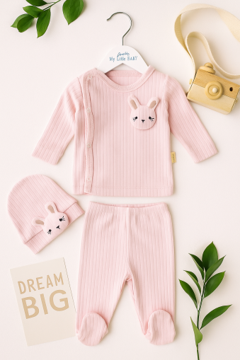 Body Bebelus Nana Baby 0-3 Luni 3 Piese Cu Detaliu Iepure