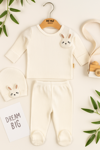 Body Bebelus Nana Baby 0-3 Luni 3 Piese Cu Detaliu Iepure