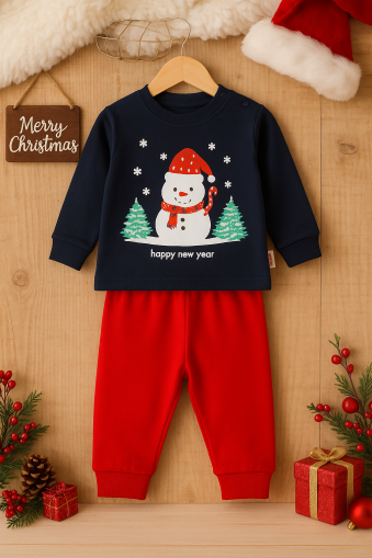 Pijamale imprimate Dolaş Kids 6-9-12-18-24 luni cu mesajul „Anul Nou” A35