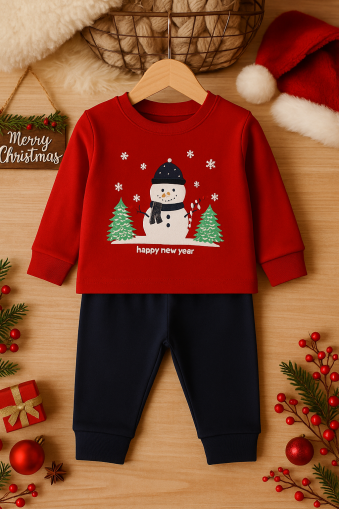 Pijamale imprimate Dolaş Kids 6-9-12-18-24 luni cu mesajul „Anul Nou” A35