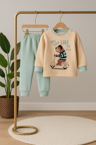 Set bebeluși Memoza 2-3-4 ani, model Feel Good, din bumbac pieptănat, imprimat A28