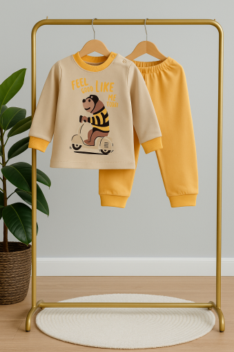 Set bebeluși Memoza 2-3-4 ani, model Feel Good, din bumbac pieptănat, imprimat A28