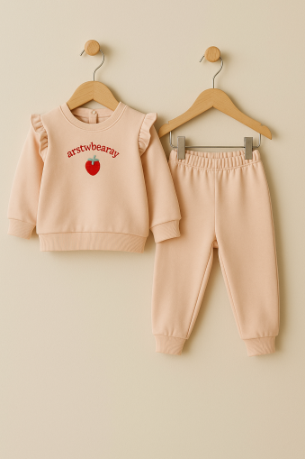 Costum NNK de iarnă cu broderie de căpșuni, 6-9-12-18 luni A33