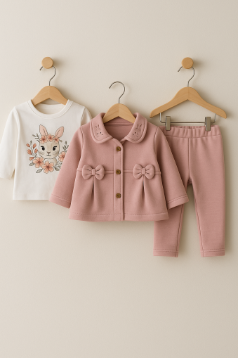 Costum BYMURAT 3 piese cu nasturi, 6-9-12-18-24 luni A55